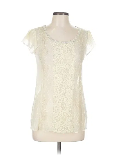 Pre-owned Kimchi Blue Short Sleeve Top Ivory Scoop Neck Tops In White