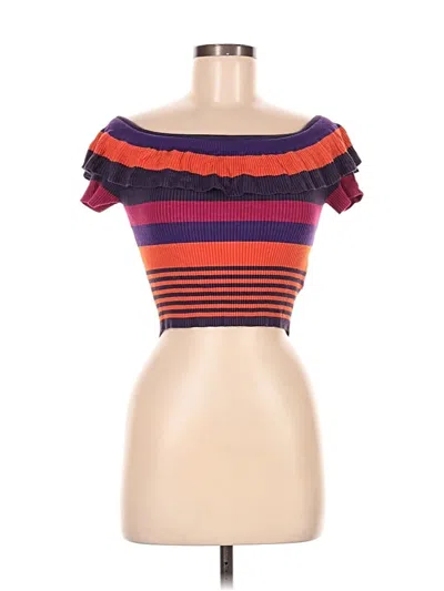 Pre-owned Kimchi Blue Short Sleeve Top Orange Sweetheart Neckline Tops
