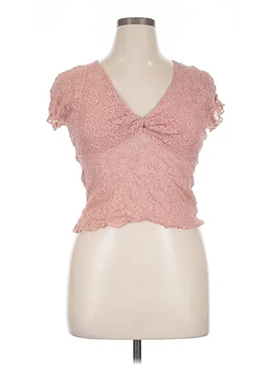 Pre-owned Kimchi Blue Short Sleeve Top Pink Sweetheart Neckline Tops