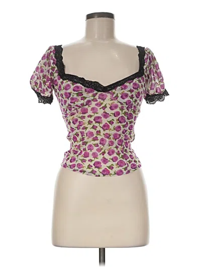Pre-owned Kimchi Blue Short Sleeve Top Pink Sweetheart Neckline Tops