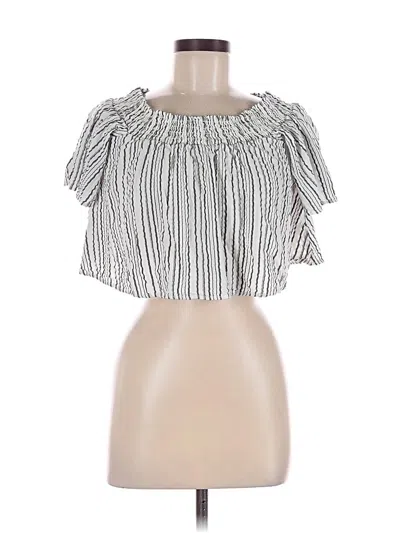 Pre-owned Kimchi Blue Short Sleeve Top White Off The Shoulder Neckline Tops