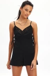 Kimchi Blue Shyla Lace Trim Romper In Black, Women's At Urban Outfitters In Black