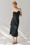 Kimchi Blue Slip It On Tie-back Satin Midi Dress In Black, Women's At Urban Outfitters