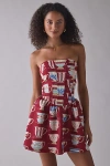 Kimchi Blue Sugar Plum Strapless Corset Mini Dress In Tea Cups, Women's At Urban Outfitters In Red