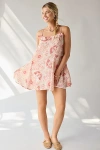 Kimchi Blue Swing Time Ruffle Babydoll Mini Dress In Strawberry Tone, Women's At Urban Outfitters In Multi