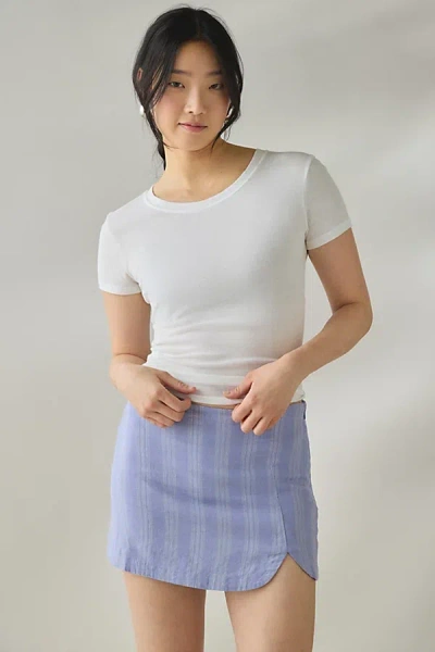 Kimchi Blue Tag-along Linen Mini Skort In Blue, Women's At Urban Outfitters In White