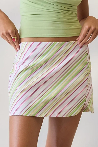 Kimchi Blue Tag-along Linen Mini Skort In Pink Combo, Women's At Urban Outfitters In Multi