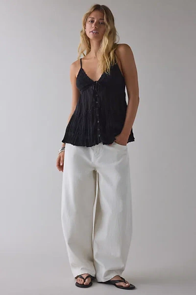 Kimchi Blue Tara Embroidered Cotton Babydoll Cami In Black, Women's At Urban Outfitters