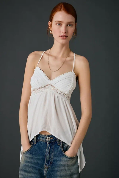 Kimchi Blue Thea Trapeze Lace Trim Hanky Hem Tunic Top In Ivory, Women's At Urban Outfitters In White