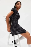 Kimchi Blue Vera Polka Dot Drop Waist Mini Dress In Black, Women's At Urban Outfitters In Black