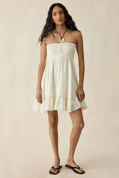 Kimchi Blue Washed Ashore Strapless Babydoll Mini Dress In Ivory, Women's At Urban Outfitters In Neutral