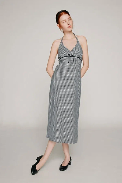 Kimchi Blue Wesley Gingham Halter Dress In Black/white, Women's At Urban Outfitters In Black/white