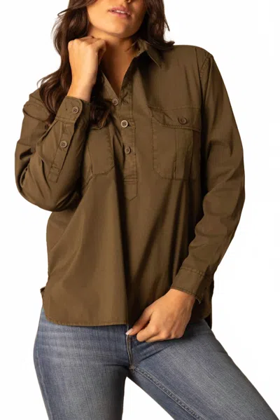 Kimes Ranch Abigail Popover Shirt In Dark Olive In Green