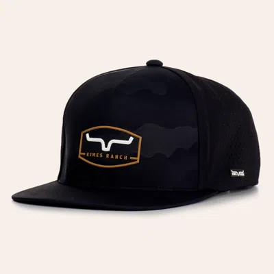 Kimes Ranch Black Camo Creston Logo Perforated Flat Bill Cap