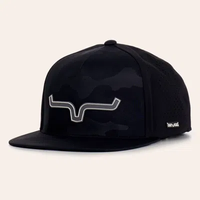 Kimes Ranch Black Camo Rubber Logo Perforated Flat Bill Cap