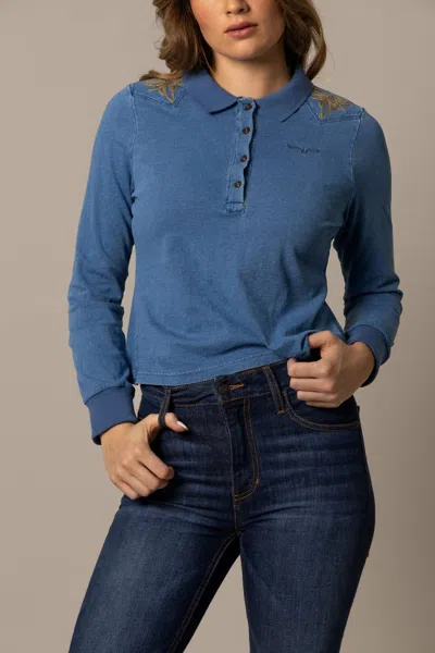 Kimes Ranch Bluebell Long Sleeve Polo Shirt In Indigo In Multi