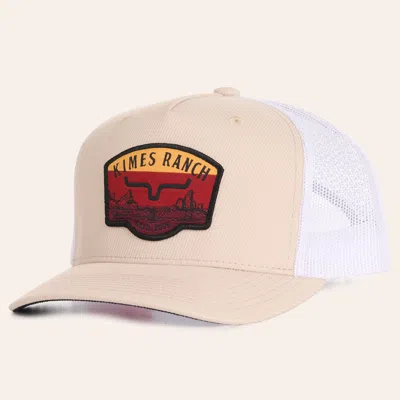 Kimes Ranch Crimson Natural & White Logo Patch Curved Bill Trucker Cap