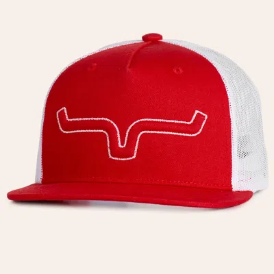 Kimes Ranch Edgewood Red & White Logo Embroidered Flat Bill Trucker Cap