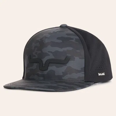 Kimes Ranch Estrada Black Camo Logo Embroidered Flat Bill Performance Cap In Gray