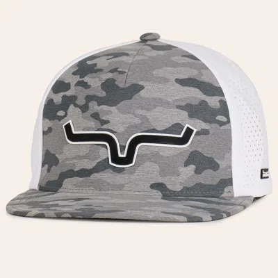 Kimes Ranch Estrada Gray Camo & White Logo Embroidered Flat Bill Performance Cap