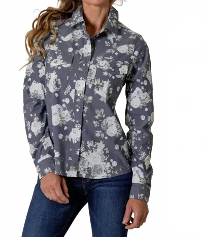 Kimes Ranch Ginny Pearl Snap Longsleeve Top In Blue