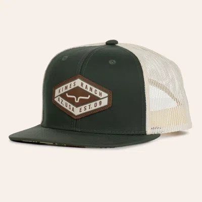 Kimes Ranch Green & Cream Boxer Stitched Patch Flat Bill Cap