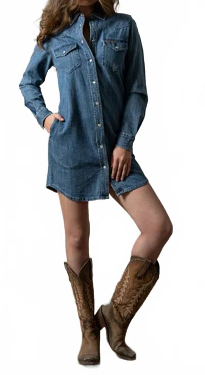 Kimes Ranch Jordi Short Snap Closure Denim Dress In Indigo In Multi