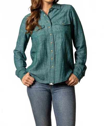 Kimes Ranch Lacy Blouse Shirt In Dark Teal In Blue