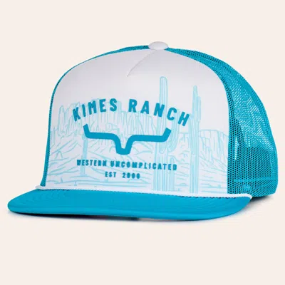 Kimes Ranch Landscape White & Turquoise Flat Bill Rope Trucker Cap In Blue