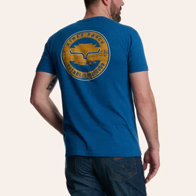 Kimes Ranch Men's Heather Blue Wood Stamp Graphic T-shirt
