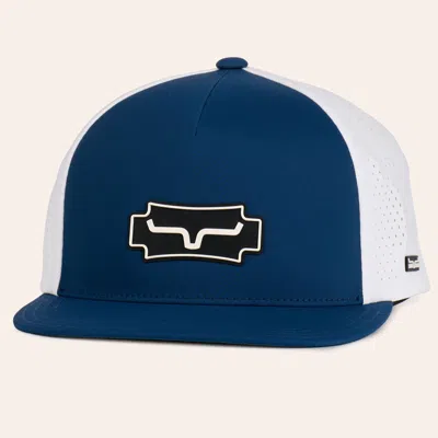 Kimes Ranch Navy & White Arena Logo Patch Flat Bill Performance Cap In Blue