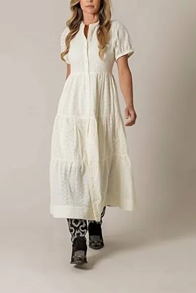 KIMES RANCH NEVE EYELET MIDI DRESS IN PRISTINE