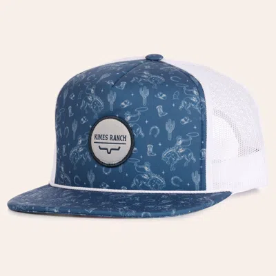 Kimes Ranch Rancho Blue & White Logo Patch Rope Flat Bill Trucker Cap