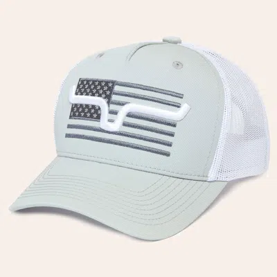 Kimes Ranch White & Gray Capital Embroidered Curved Bill Trucker Cap In Yellow
