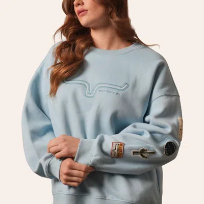 Kimes Ranch Women's Saguaro Light Blue Patchwork Sweatshirt