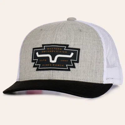 Kimes Ranch Woodland Gray & White Logo Patch Curved Bill Trucker Cap