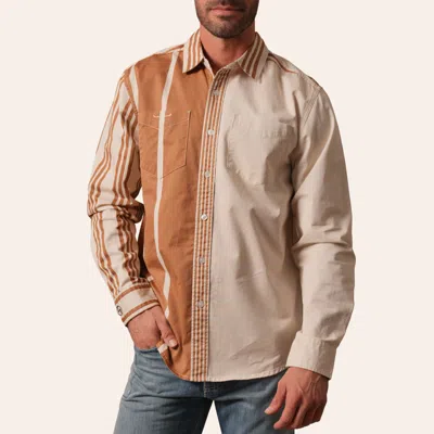 Kimes Ranch Zach Top X  Men's Bandit Orange & Natural Stripe Print Long Sleeve Shirt