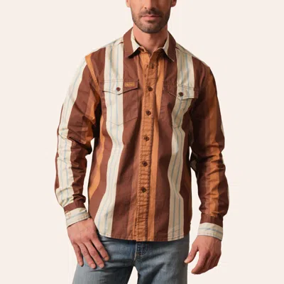 Kimes Ranch Zach Top X  Men's Noxx Dark Brown Stripe Print Long Sleeve Shirt