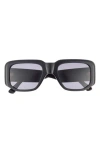 Kimeze 56mm Rectangle Sunglasses In Black Black Smoke