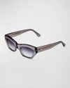 Kimeze Concept 3 Gray Acetate Cat-eye Sunglasses In Grey Crystal
