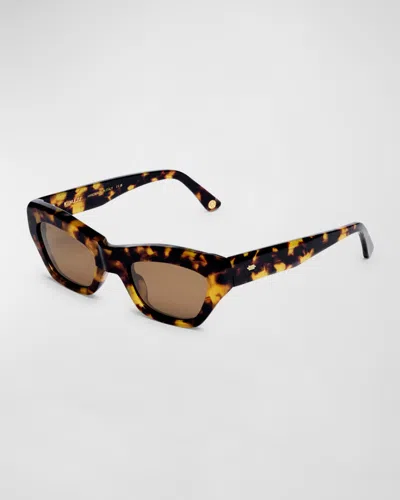 Kimeze Concept 3 Havana Acetate Cat-eye Sunglasses In Brown