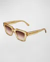 Kimeze Mahi Beige Acetate Square Sunglasses In Yellow Gold Crystal