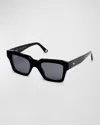 Kimeze Mahi Black Acetate Square Sunglasses In Black