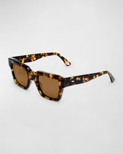 Kimeze Mahi Havana Acetate Square Sunglasses In Brown