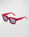 Kimeze Mahi Red Acetate Square Sunglasses In Red