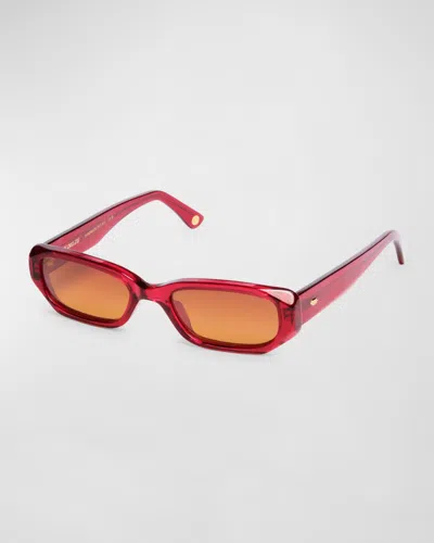 Kimeze Ore Pink Acetate Rectangle Sunglasses In Brown