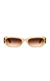 Kimeze Ore Beige Acetate Rectangle Sunglasses In Gold