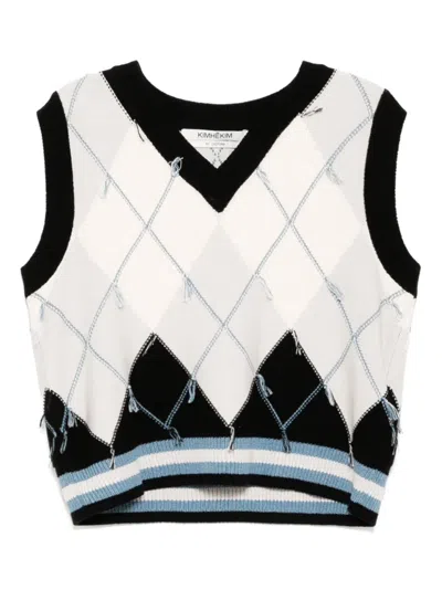 Kimhēkim Argyle Reserve Pullover Mit V-ausschnitt In Schwarz