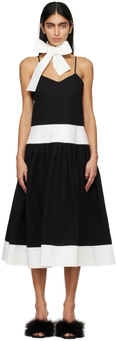 Kimhēkim Black Bicolor Midi Dress In Black/white