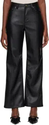 Kimhēkim Black Label Wide Fit Faux-leather Pants In Black